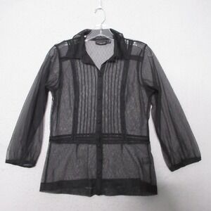 Vintage Limited Top Medium Black Lace Trim Sheer Whimsigoth Y2K 90s Grunge Fairy